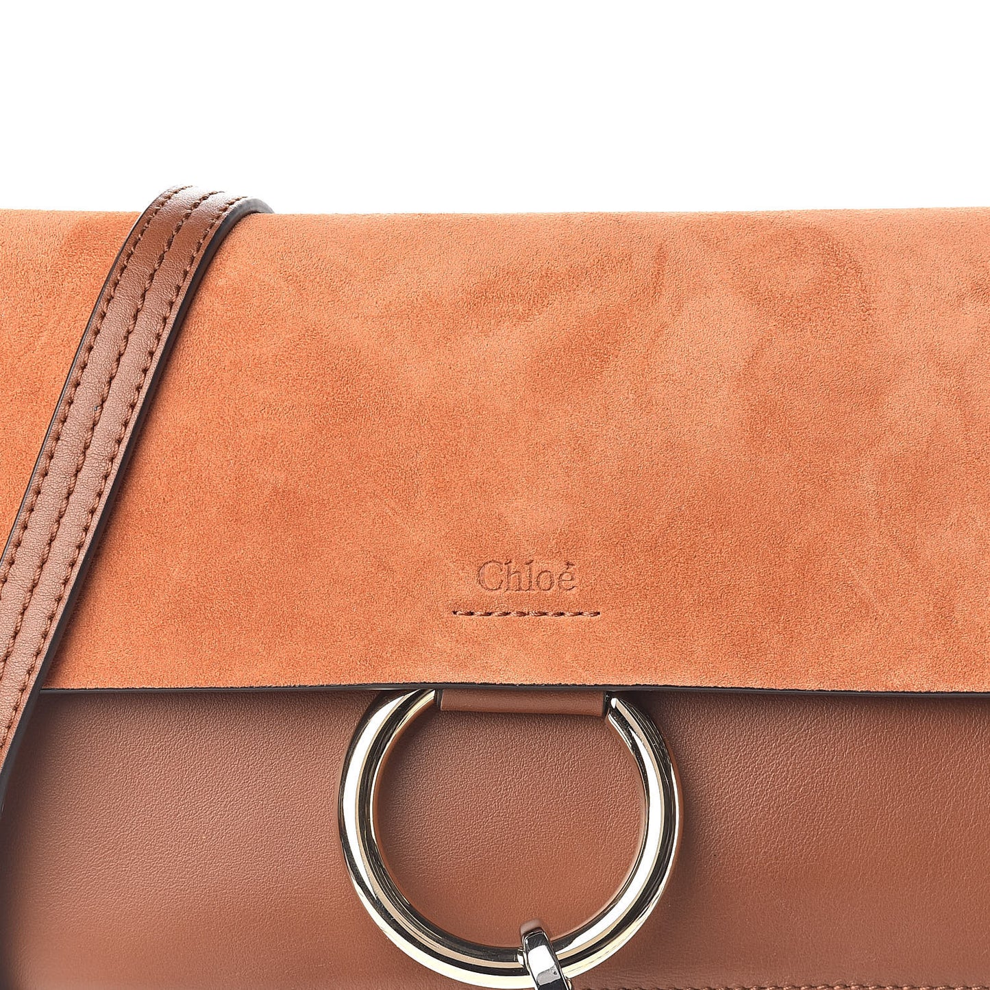 Suede Calfskin Small Faye Shoulder Bag Tobacco