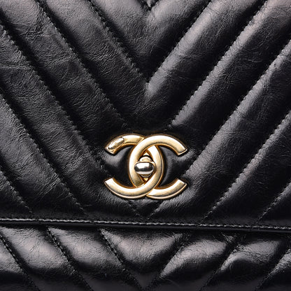 Chanel Calfskin Chevron Quilted Small Coco Handle Flap Black 12 of 16