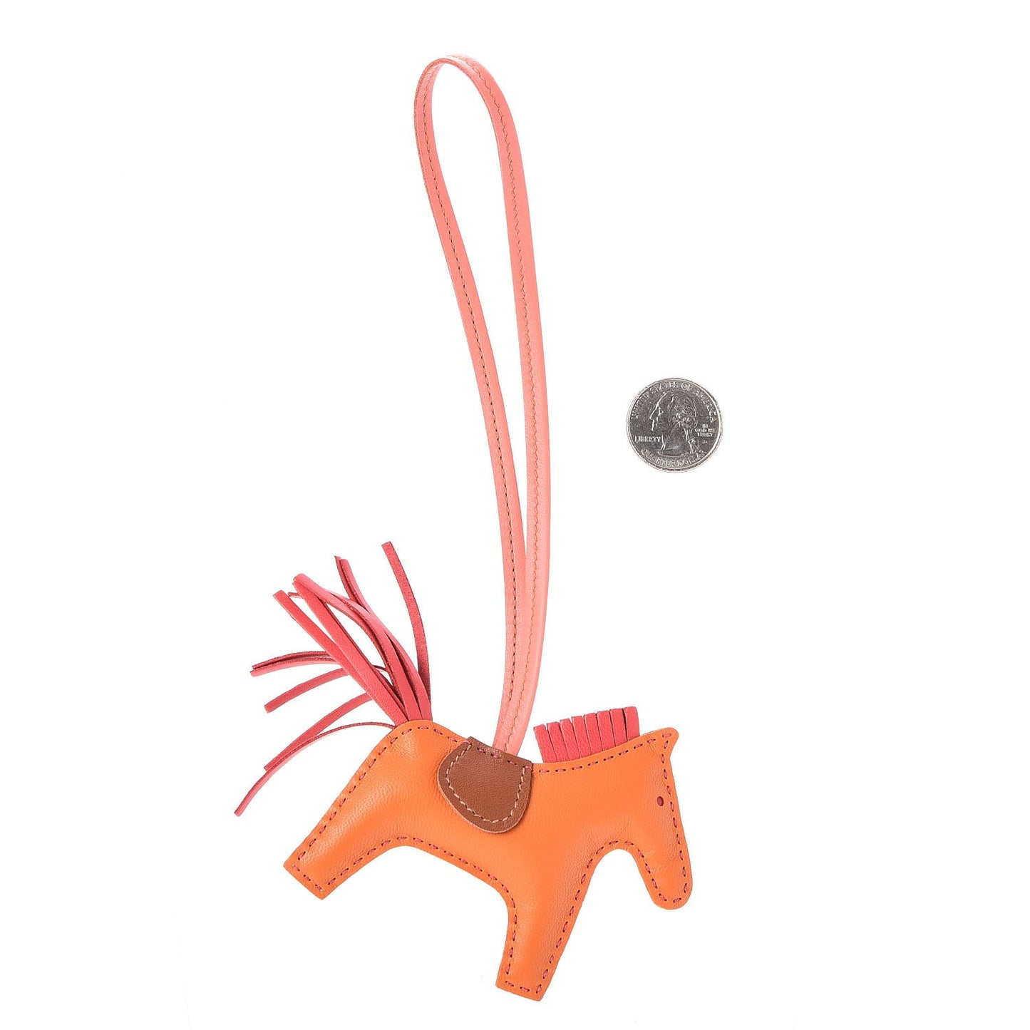 Milo Lambskin Grigri Rodeo Horse Bag Charm PM Orange Bougainvillea Gold Flamingo