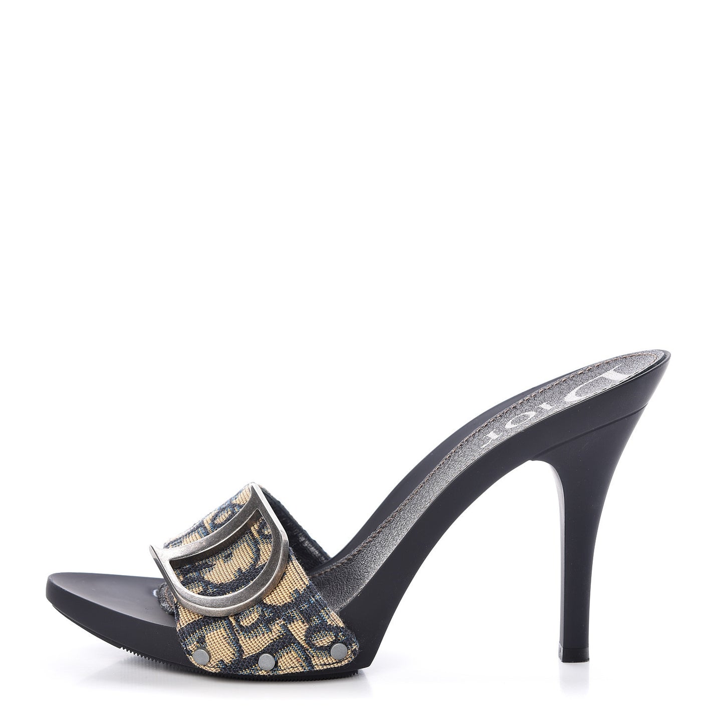 Canvas Monogram Sandals 38.5 Blue Marine