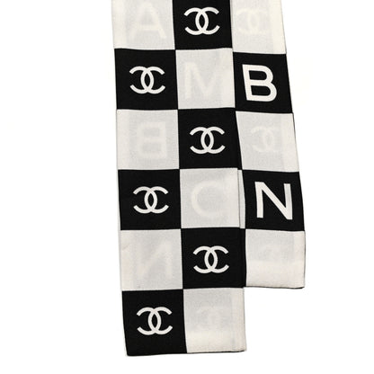 Chanel Silk Logo Cambon Slim Bandeau Scarf Black Ecru 2 of 3