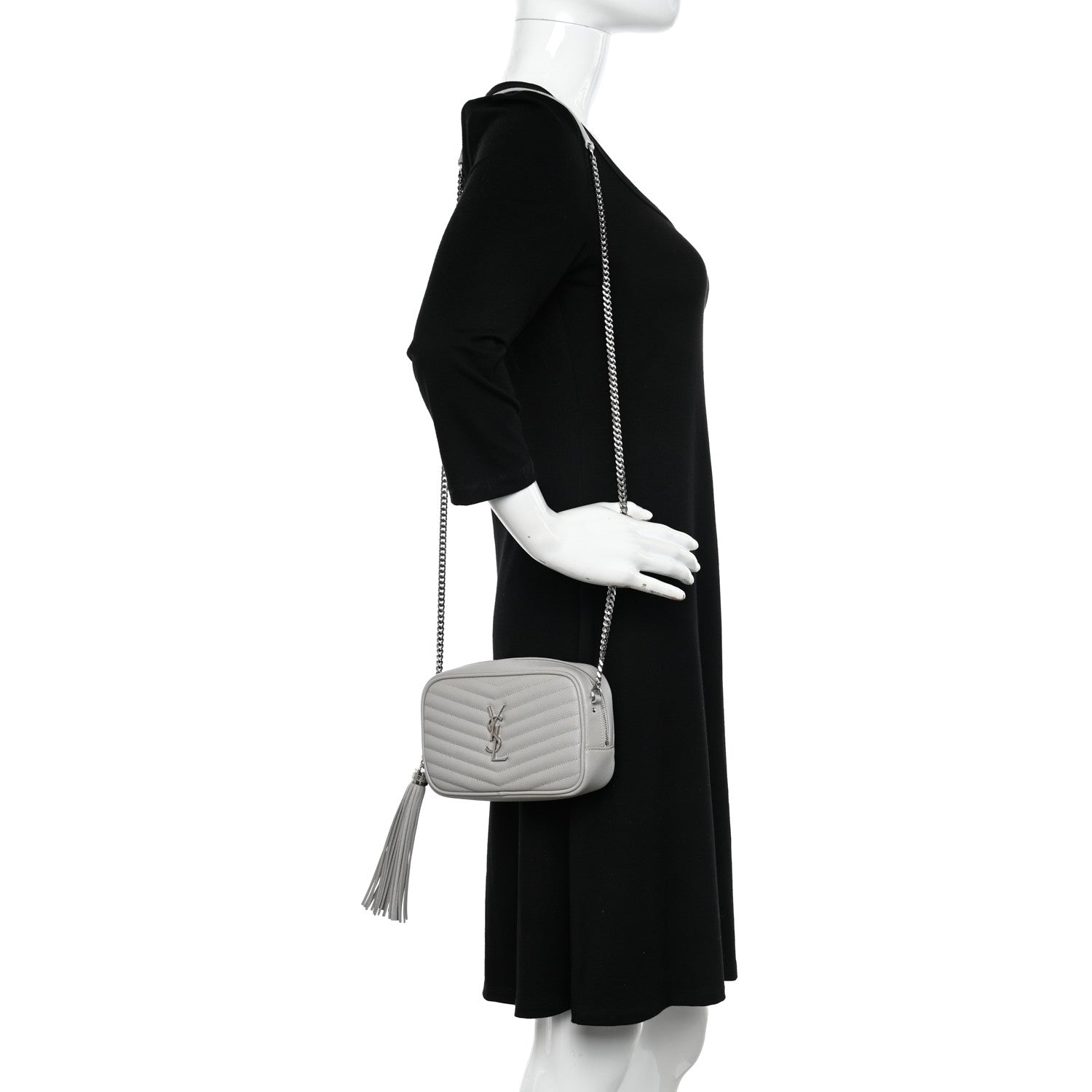 Saint Laurent Grain De Poudre Matelasse Monogram Mini Lou Camera Bag Granite 2 of 10