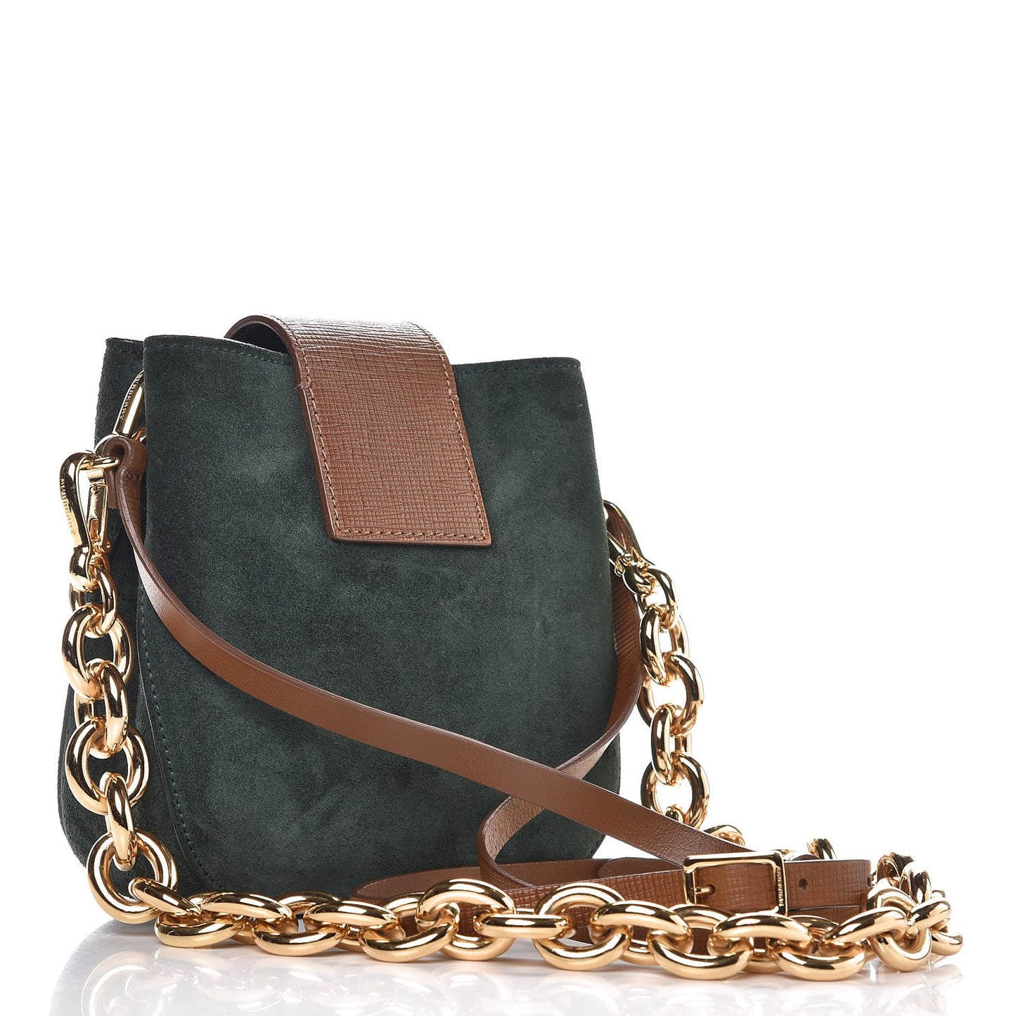 Suede Small Square Buckle Belt Bag Dark Forest Green