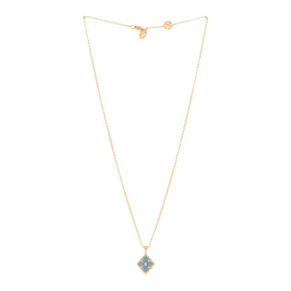Buccellati 18K Yellow Gold Enamel Small Opera Tulle Necklace Green Blue 3 of 6
