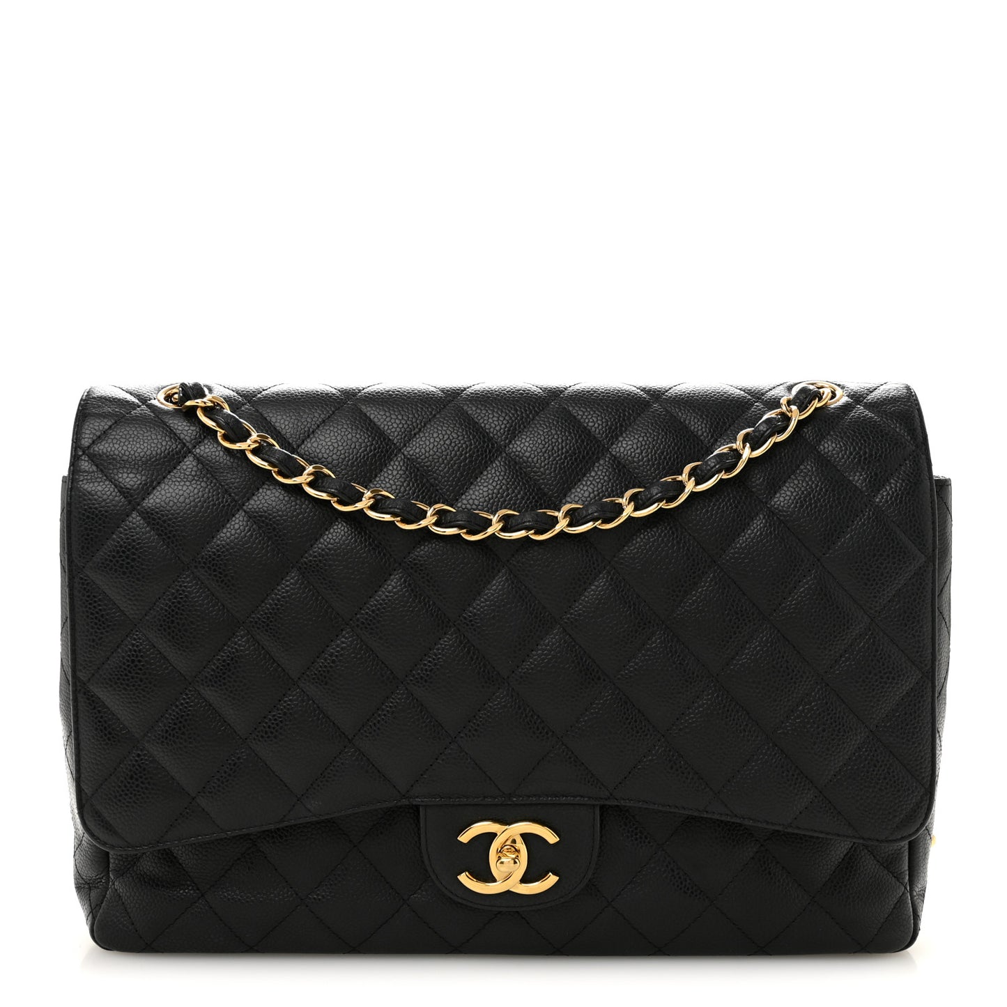 Caviar Quilted Maxi Double Flap Black
