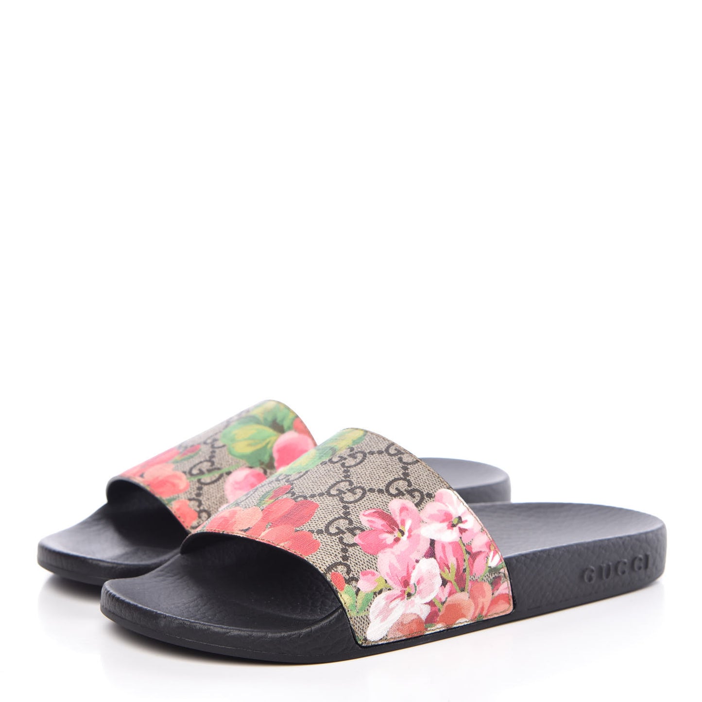 GG Supreme Monogram Blooms Slide Sandals 36 Beige Multicolor