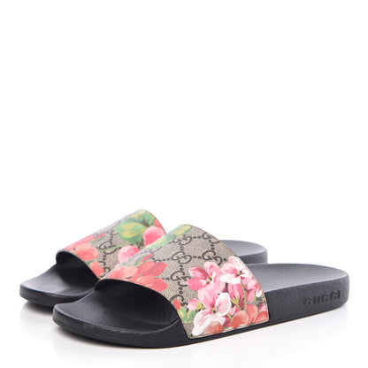 Gucci GG Supreme Monogram Blooms Slide Sandals 36 Beige Multicolor 3 of 9