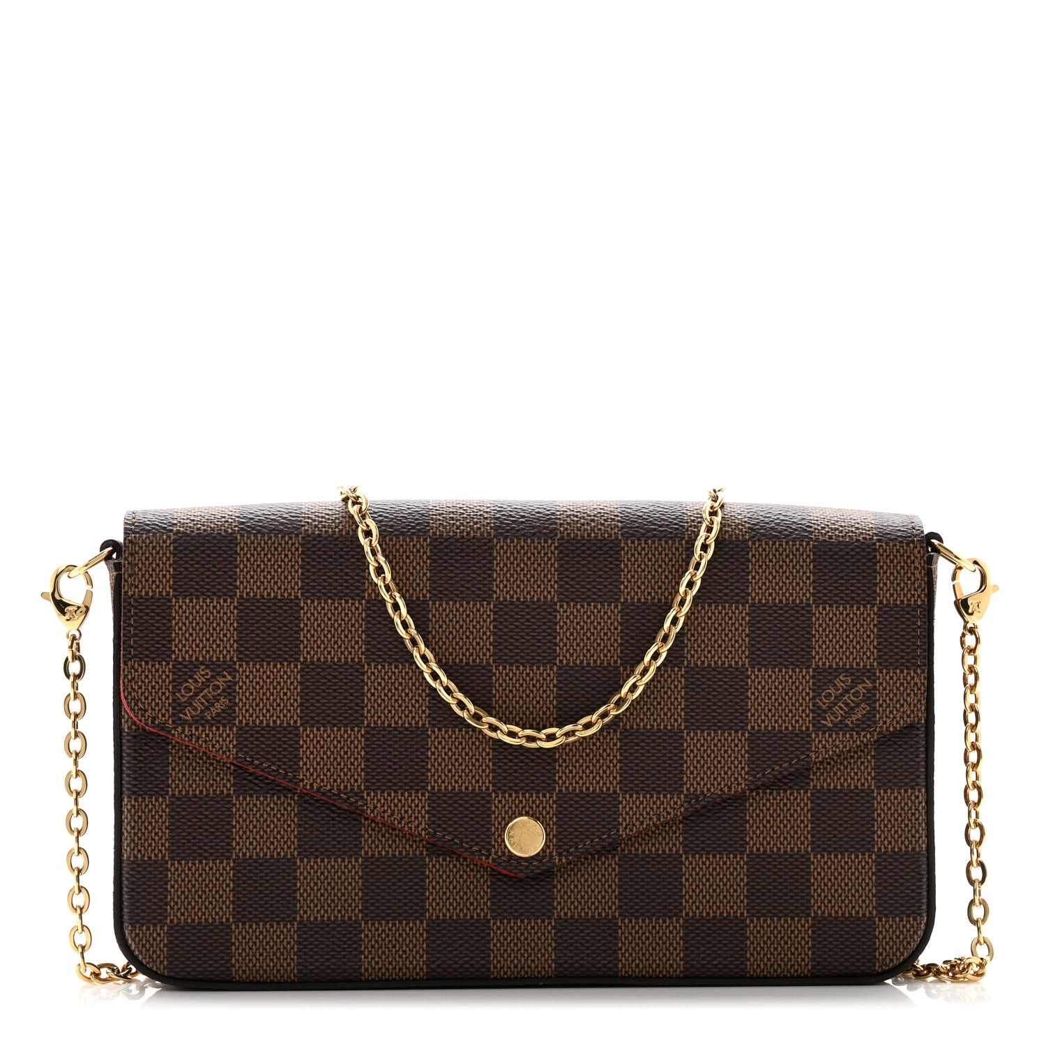 Louis Vuitton Damier Ebene Pochette Felicie Chain Wallet 1 of 9