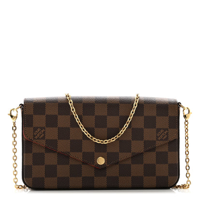 Louis Vuitton Damier Ebene Pochette Felicie Chain Wallet 1 of 9