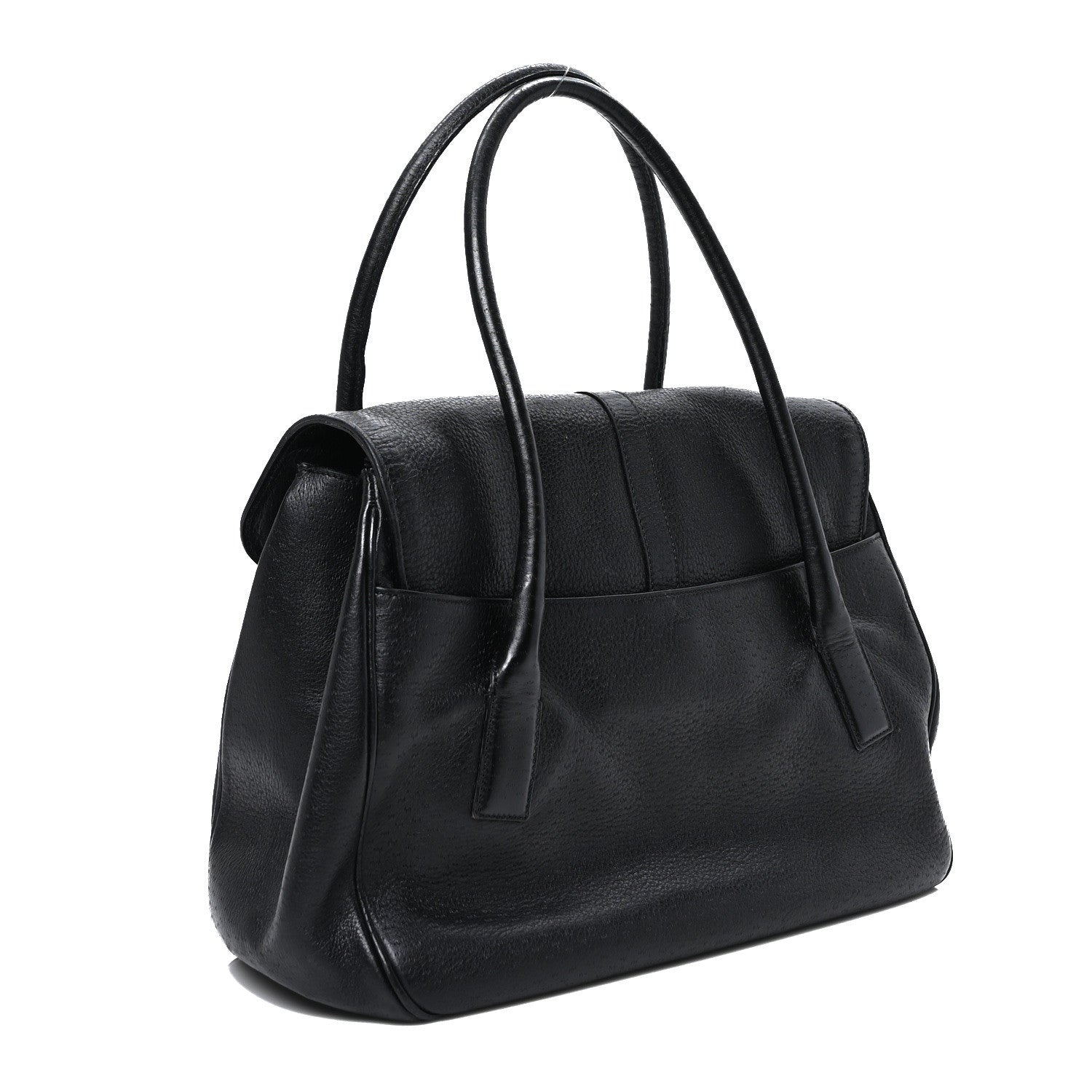 Salvatore Ferragamo Calfskin Perforated Gancini Trifolio Top Handle Bag Black 3 of 10