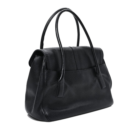 Salvatore Ferragamo Calfskin Perforated Gancini Trifolio Top Handle Bag Black 3 of 10