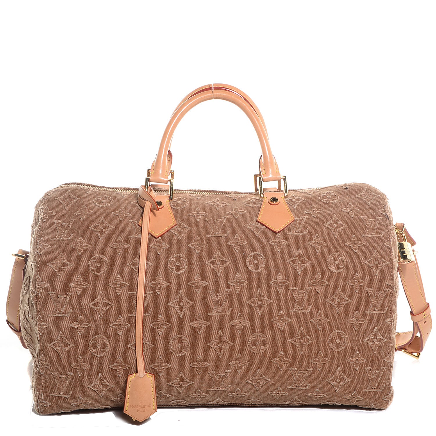 Louis Vuitton Denim Monogram Stone Speedy Bandouliere 35 Caramel 1 of 6