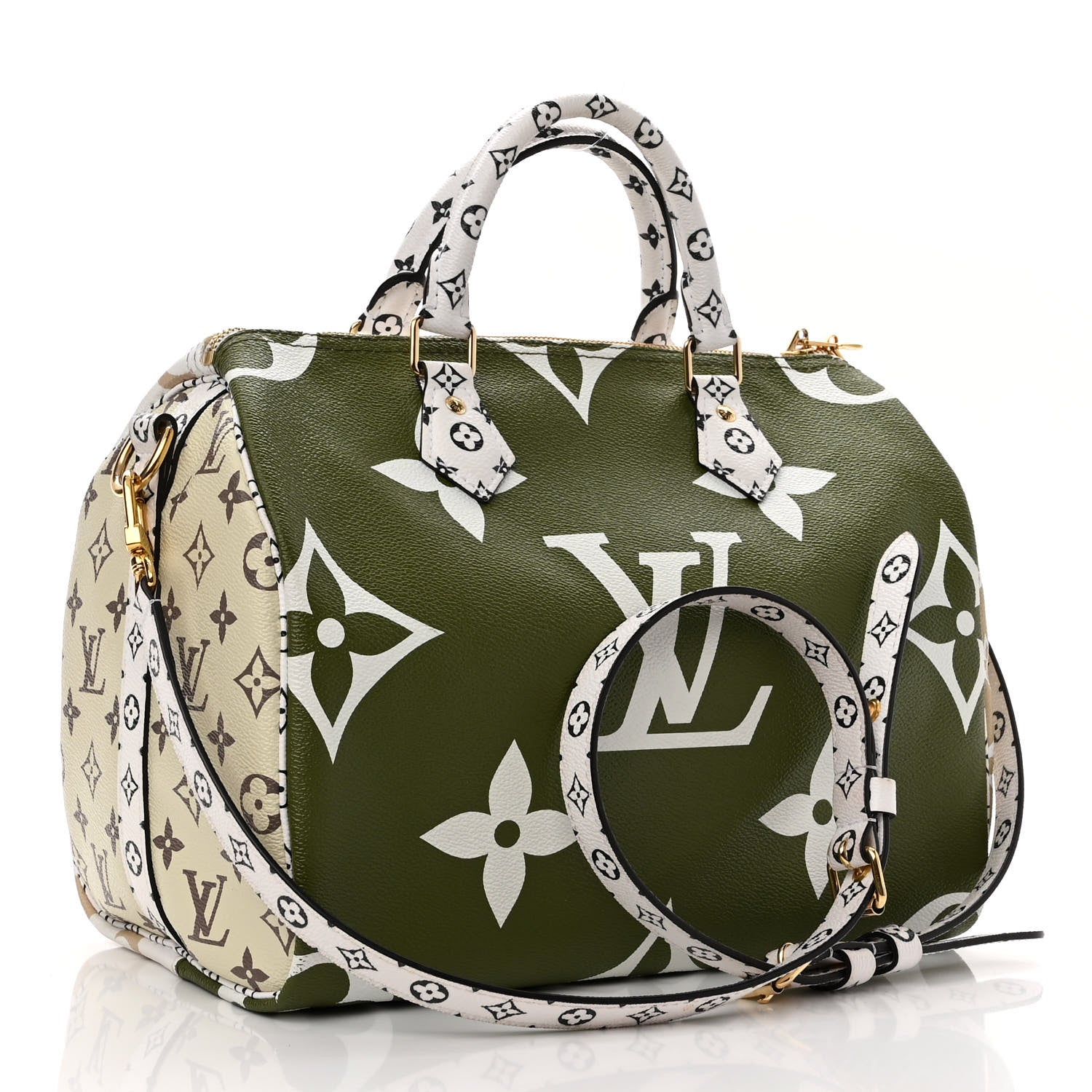 Louis Vuitton Monogram Giant Speedy Bandouliere 30 Kaki Beige 3 of 11