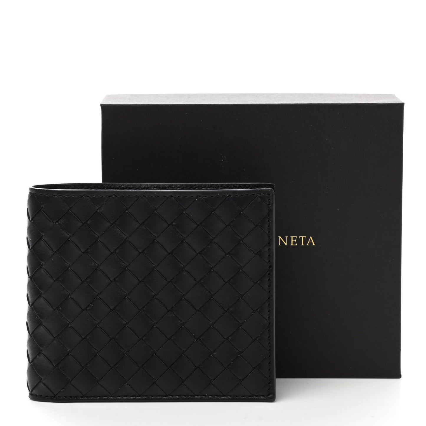 Nappa Intrecciato Bi-Fold Wallet Black