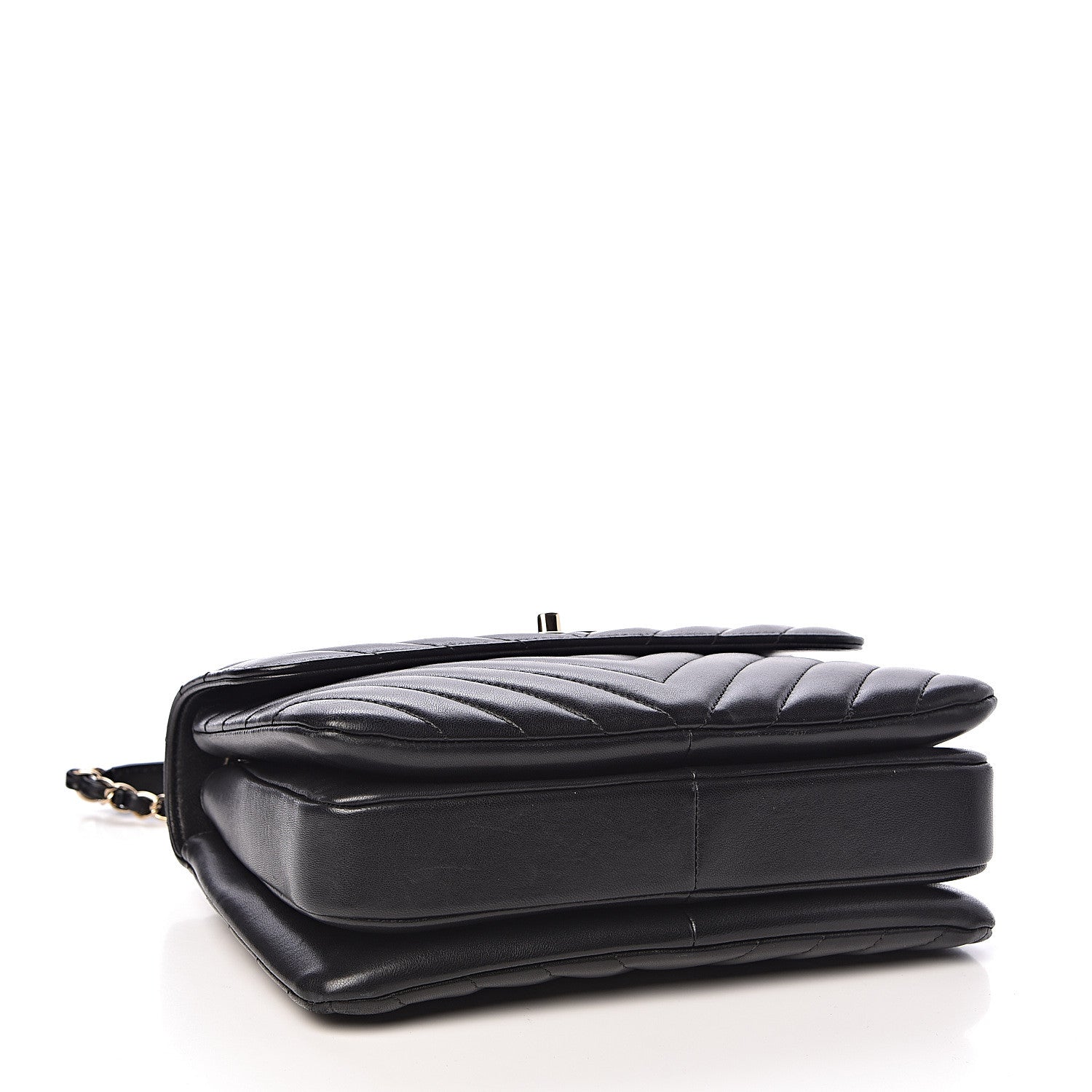 Chanel Lambskin Chevron Quilted Small Trendy CC Dual Handle Flap Bag Black 4 of 11