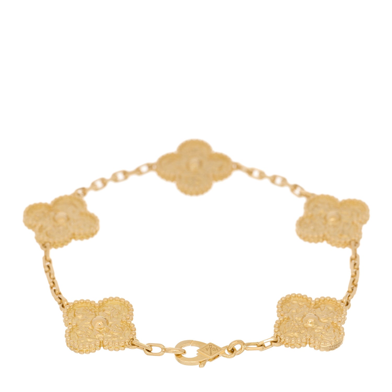 Van Cleef & Arpels 18K Yellow Gold 5 Motifs Vintage Alhambra Bracelet 2 of 4