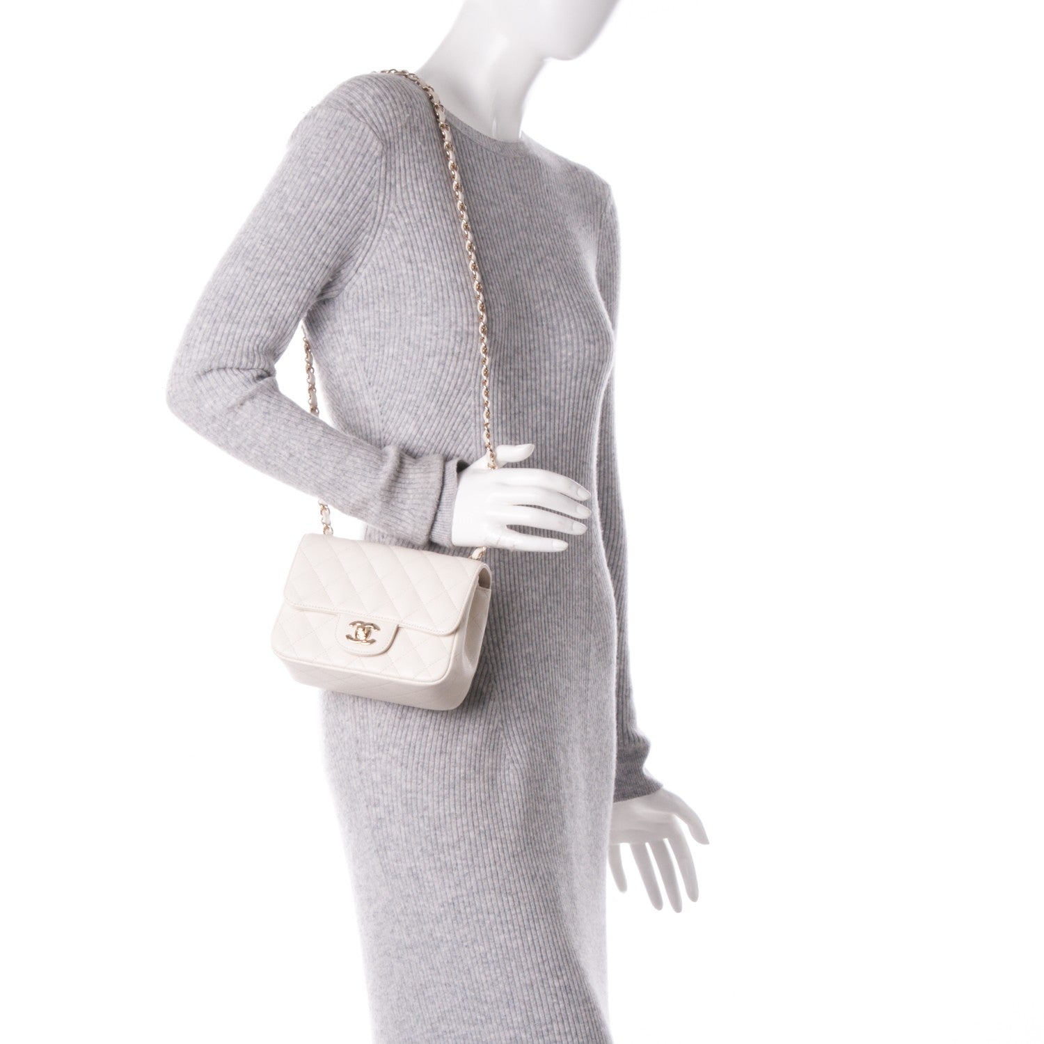 Chanel Caviar Quilted Mini Square Flap White 2 of 7
