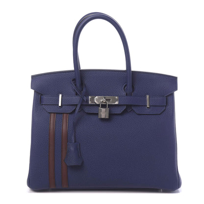 Hermes Togo Swift Officier Birkin 30 Bleu Encre Rouge H 1 of 12