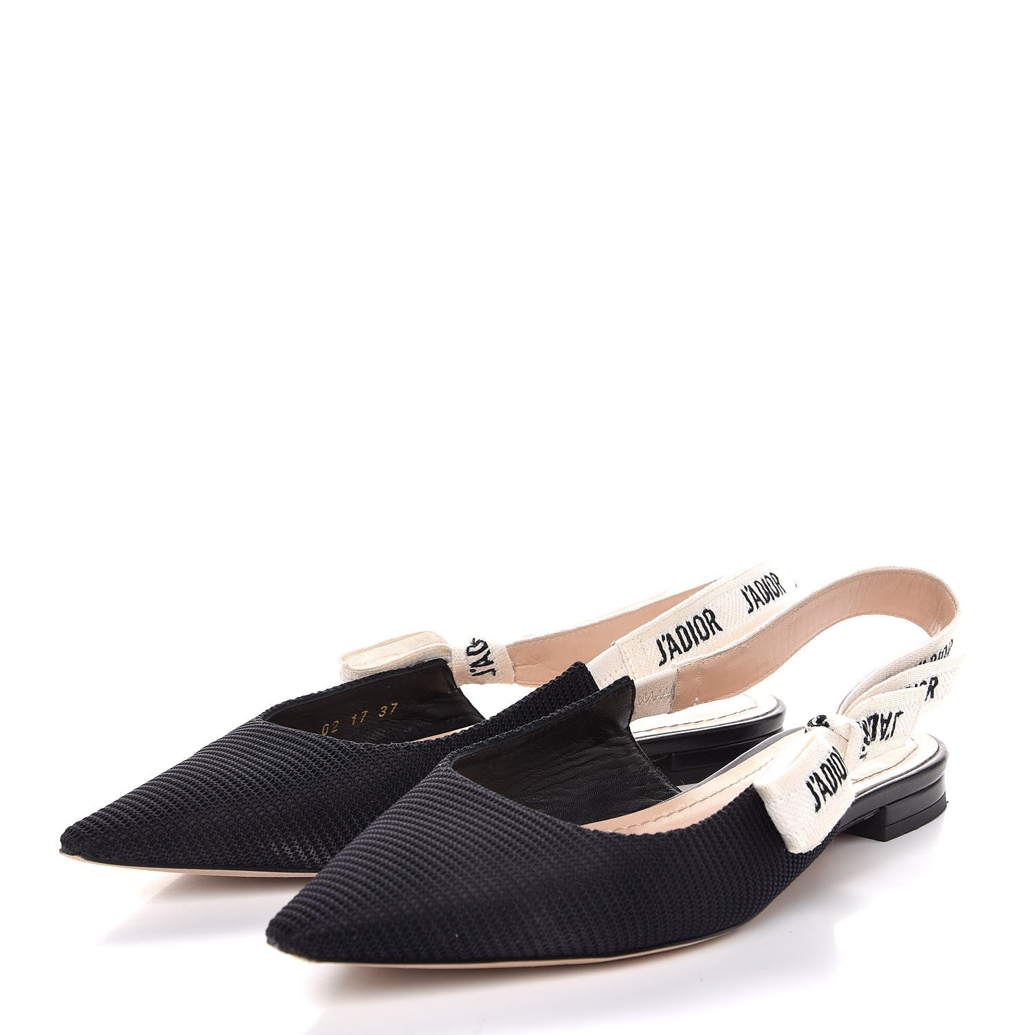 Christian Dior Technical Canvas Ribbon J'Adior Slingback Ballet Flats 37 Black 3 of 13