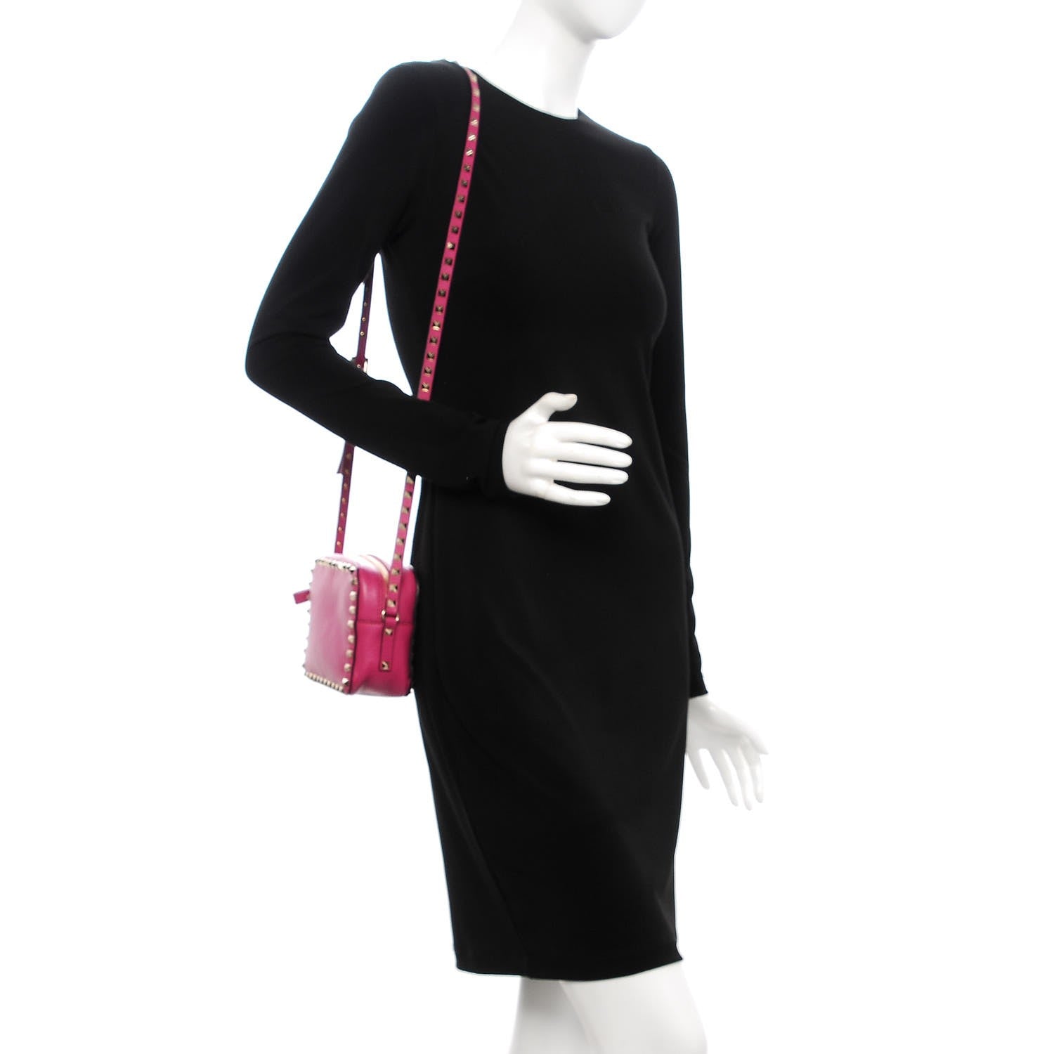 Valentino Garavani Calfskin Rockstud Camera Crossbody Bag Fuchsia 2 of 7