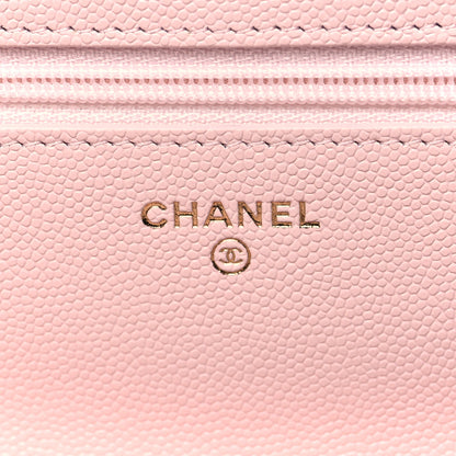 Chanel Caviar Quilted Crystal CC Wallet On Chain WOC Light Pink 6 of 12