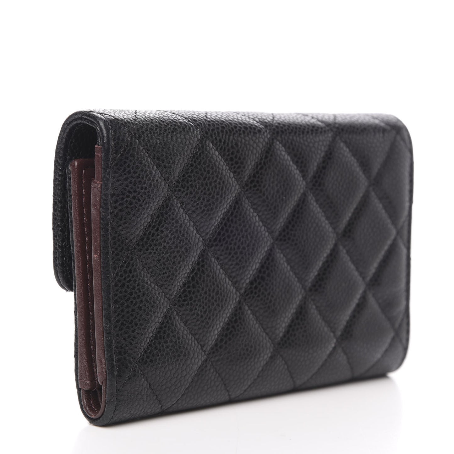 Caviar Quilted Medium Flap Wallet Black
