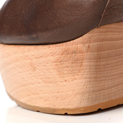 Chanel Calfskin Wooden CC Sandals 39 Dark Brown 10 of 14