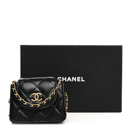 Chanel Lambskin Quilted Mini Accordion Clutch With Chain Black 11 of 11