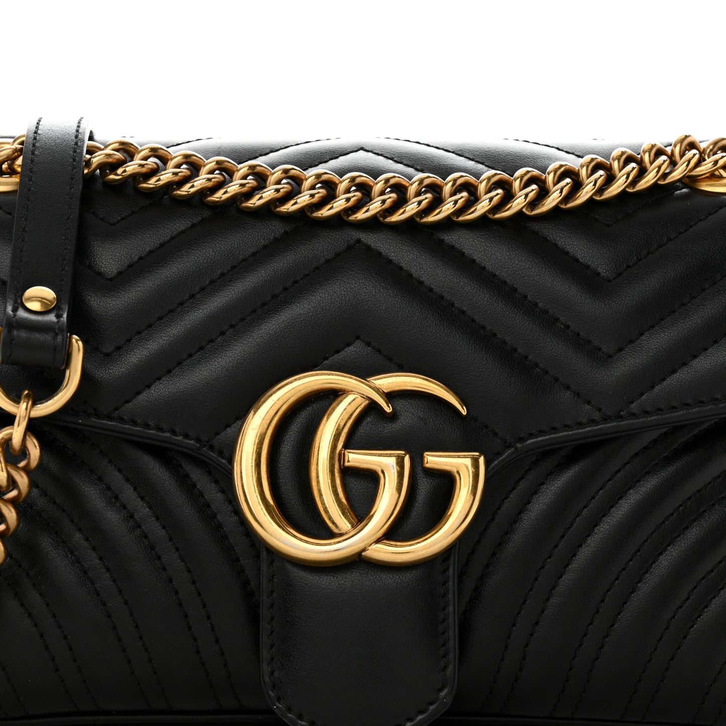 Calfskin Matelasse Small GG Marmont Shoulder Bag Black