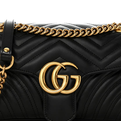 Gucci Calfskin Matelasse Small GG Marmont Shoulder Bag Black 7 of 11