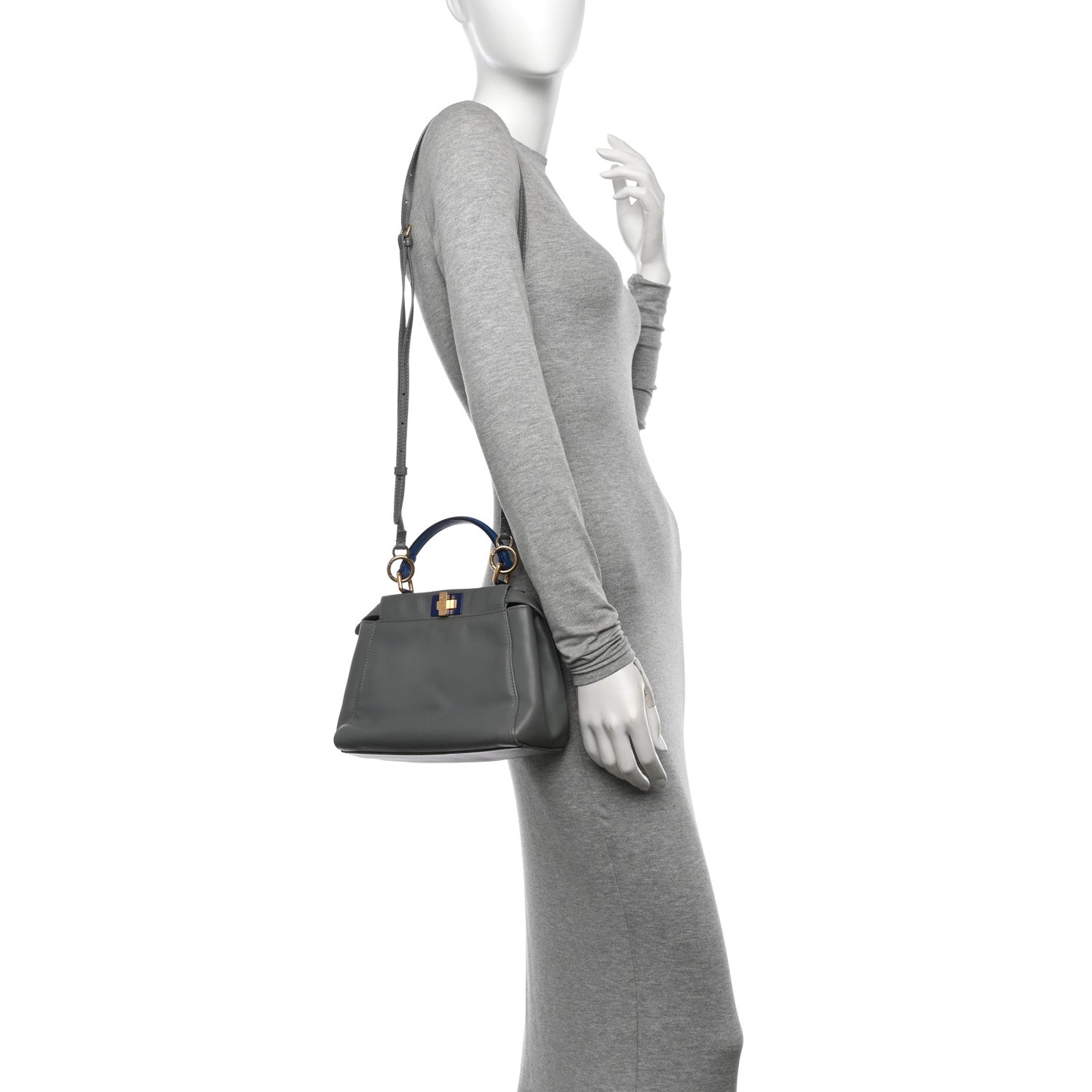 Nappa Colorblock Mini Peekaboo Iconic Satchel Grigio Chiaro Fragola Blue