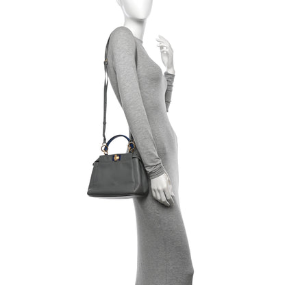 Fendi Nappa Colorblock Mini Peekaboo Iconic Satchel Grigio Chiaro Fragola Blue 2 of 13