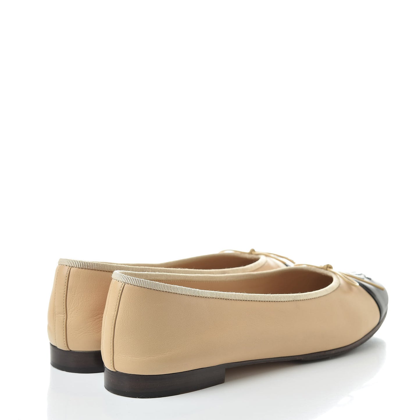 Lambskin Cap Toe CC Ballerina Flats 40 Beige Black