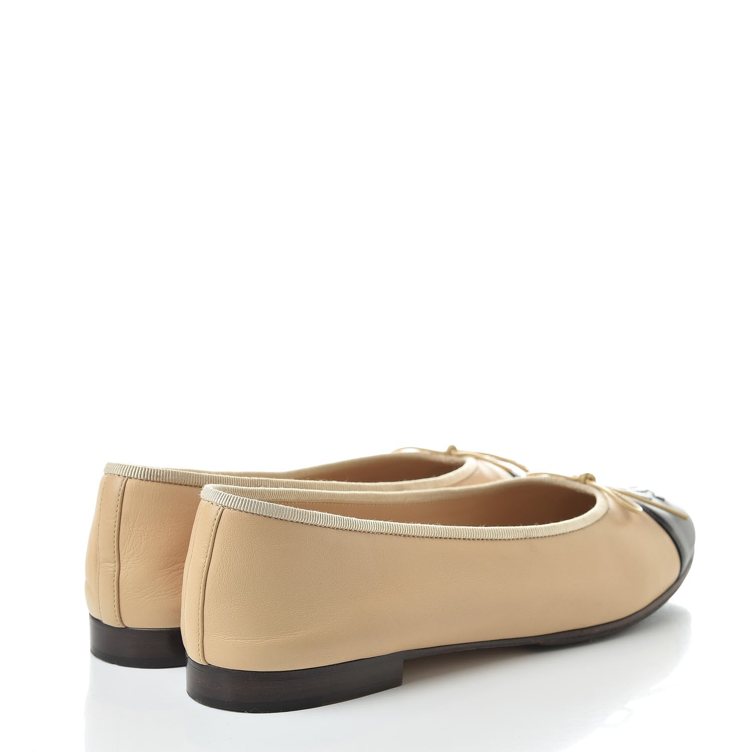 Chanel Lambskin Cap Toe CC Ballerina Flats 40 Beige Black 4 of 15