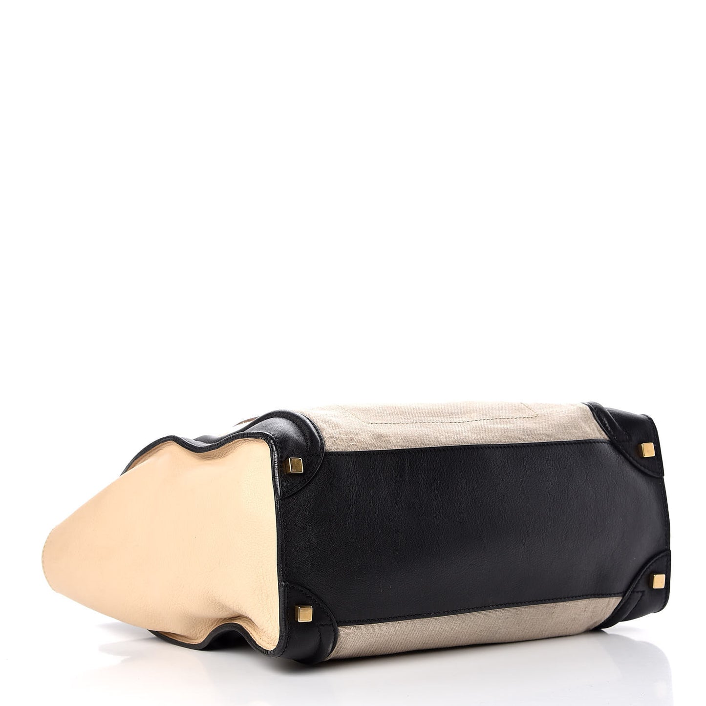 Calfskin Linen Tri-Color Shoulder Luggage Beige