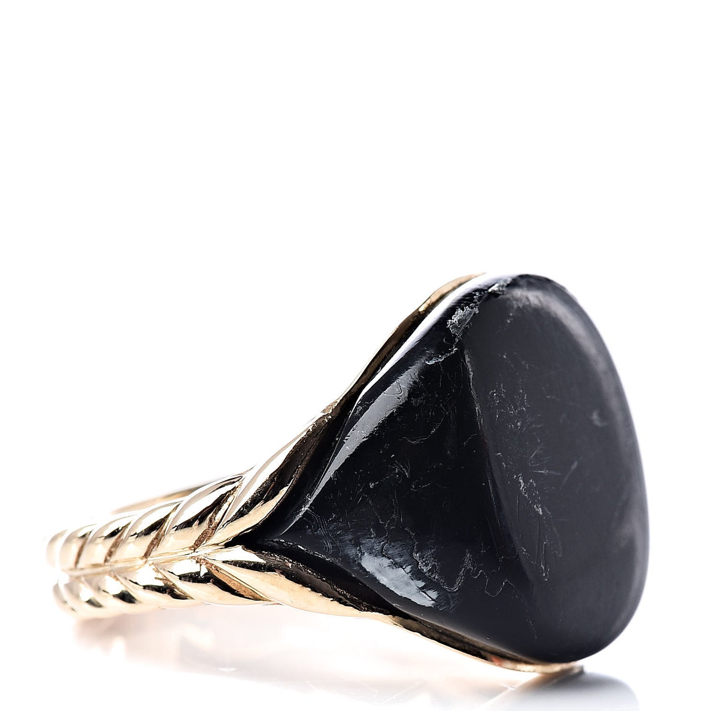 18K Yellow Gold Black Enamel Pinky Ring 47 4