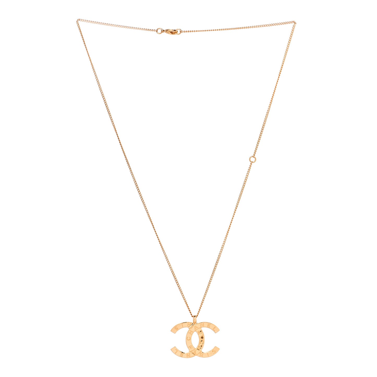 Metal CC Paris Button Necklace Gold