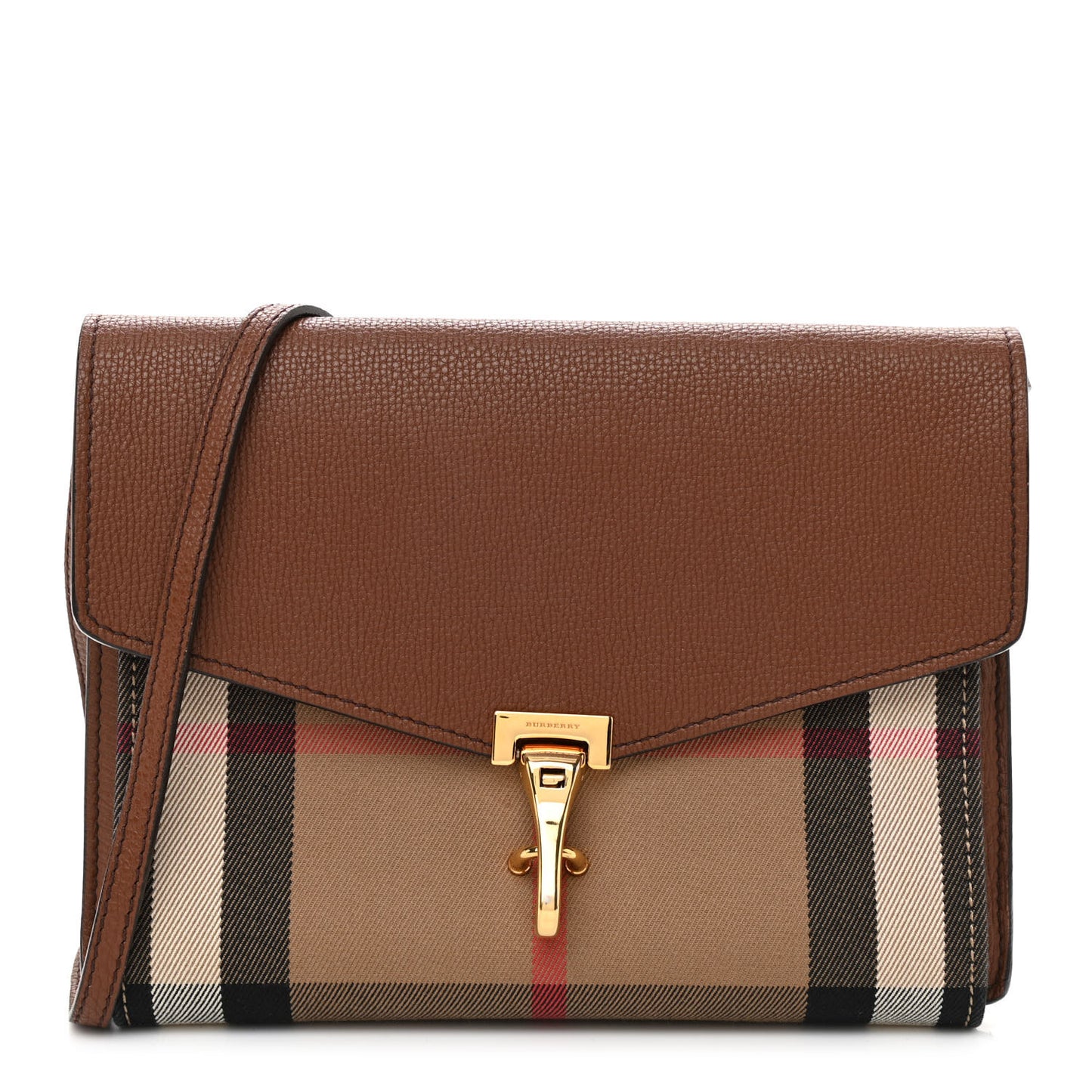 Derby Calfskin House Check Small Macken Crossbody Bag Tan