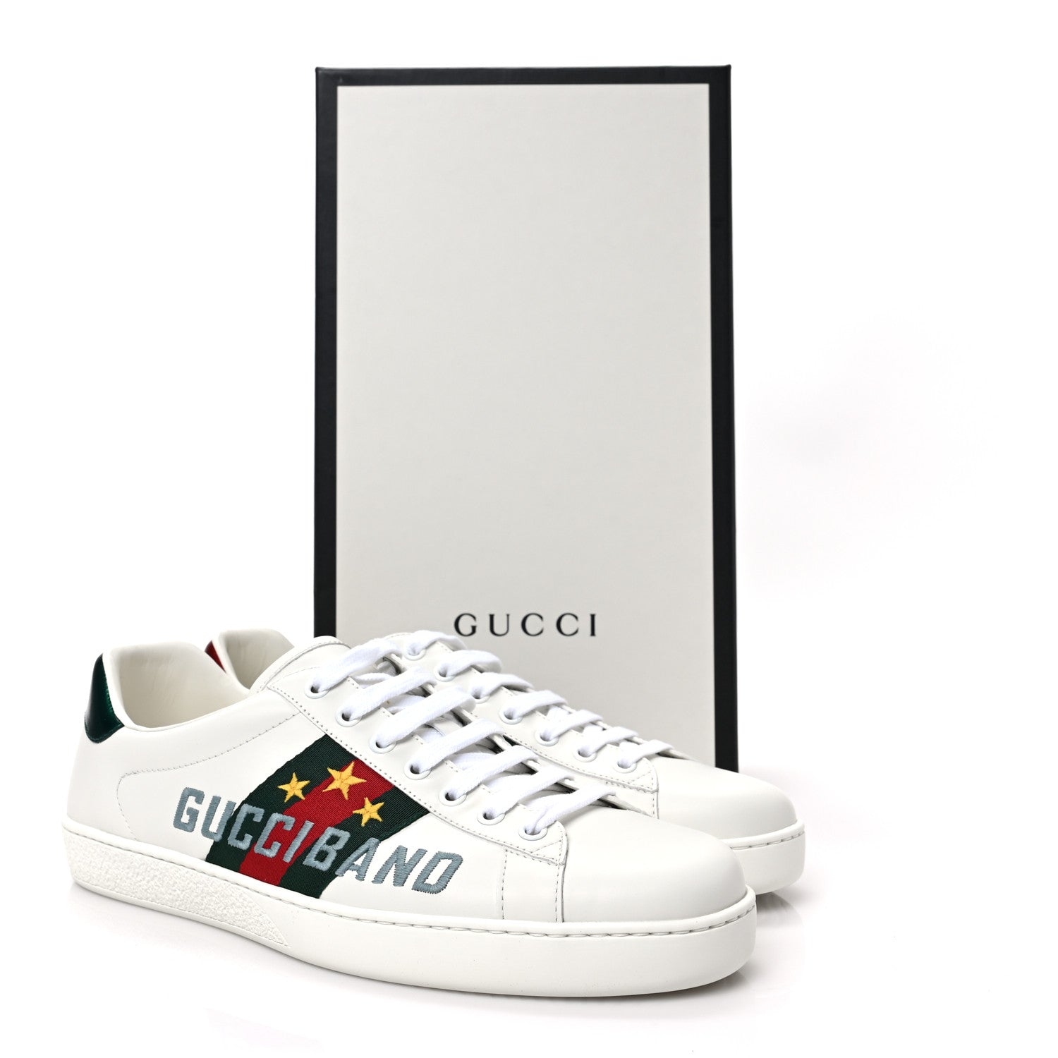 Gucci Calfskin Web Mens Gucci Band Ace Sneakers 8.5 White 10 of 10