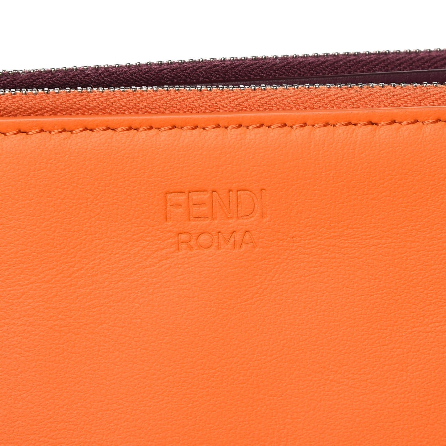 Calfskin Pearl F is Fendi Embellished Triplette Pouch Set Amido Papaya Amarone