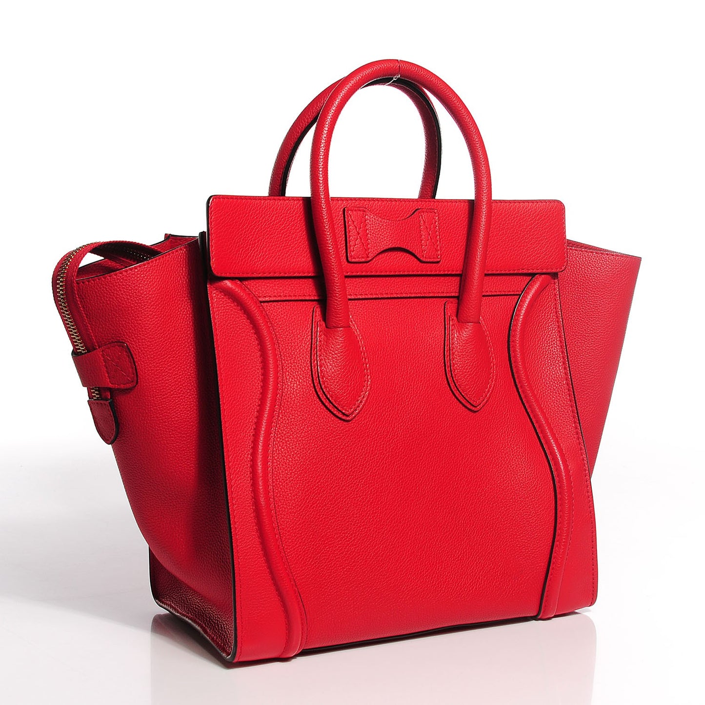 Drummed Calfskin Mini Luggage Coquelicot