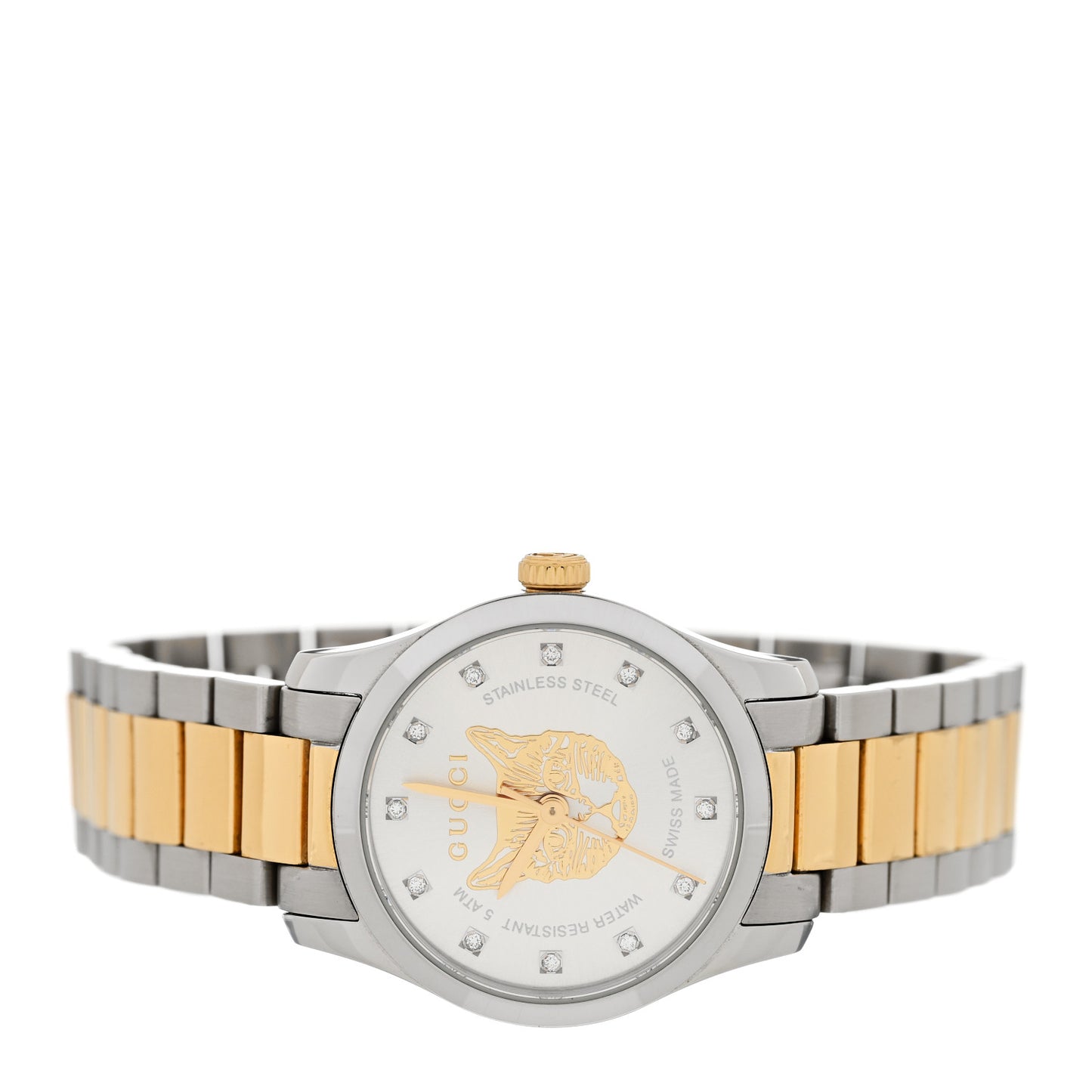 Stainless Steel Diamond 27mm G-Timeless Two Tone Cat Quartz Watch