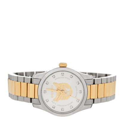 Gucci Stainless Steel Diamond 27mm G-Timeless Two Tone Cat Quartz Watch 2 of 6