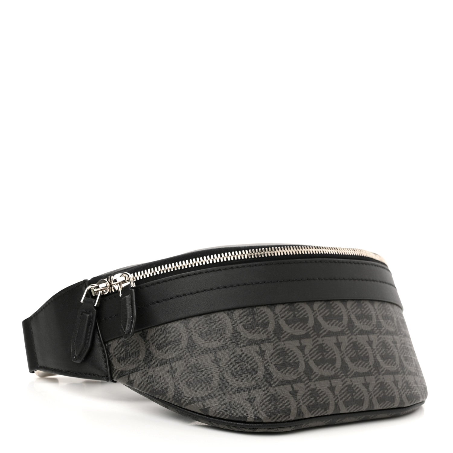 Salvatore Ferragamo Gancini Monogram Calfskin Waist Bag Black Grey 4 of 10