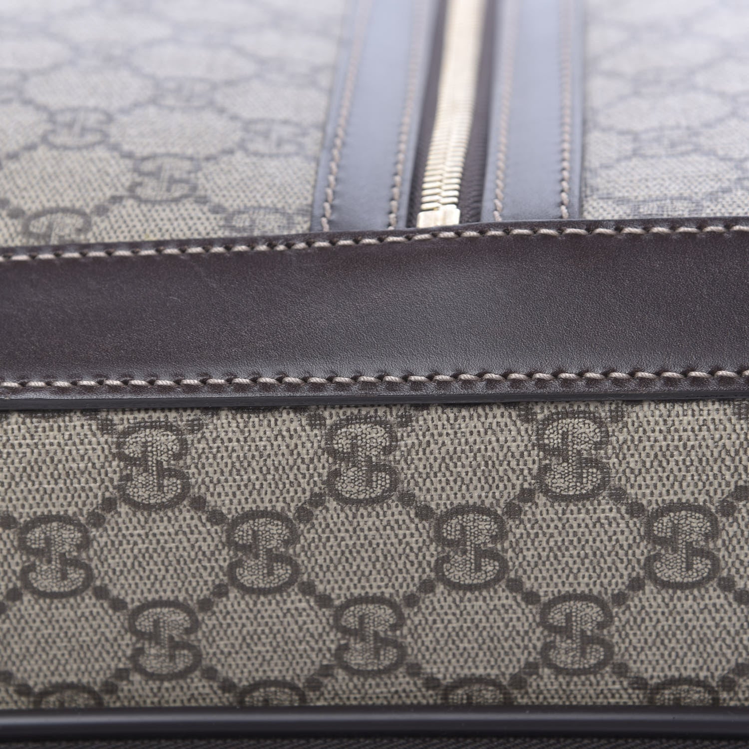 Gucci GG Supreme Monogram Selleria Calfskin Four Wheel Carry On Suitcase Beige Ebony Cocoa 10 of 11