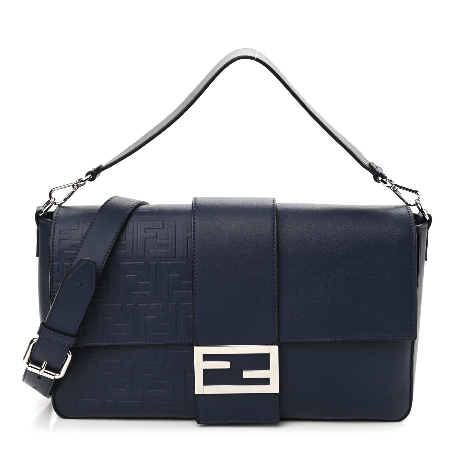 Fendi Vitello Grace FF Gradient Embossed Large Baguette Blueberry 1 of 9