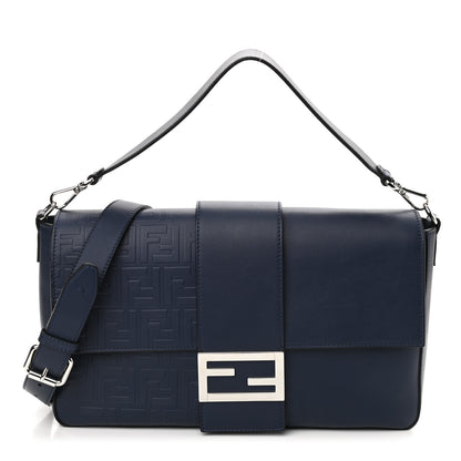 Fendi Vitello Grace FF Gradient Embossed Large Baguette Blueberry 1 of 9