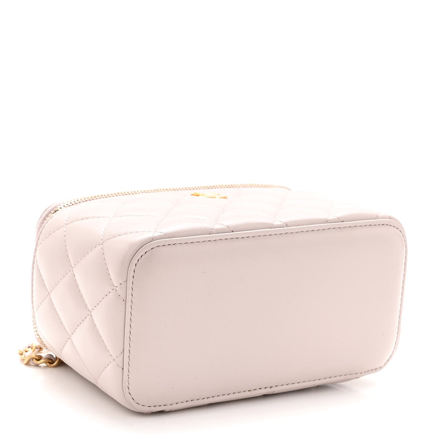 Lambskin Quilted Pearl Crush Small Vanity Case With Chain Light Purple
