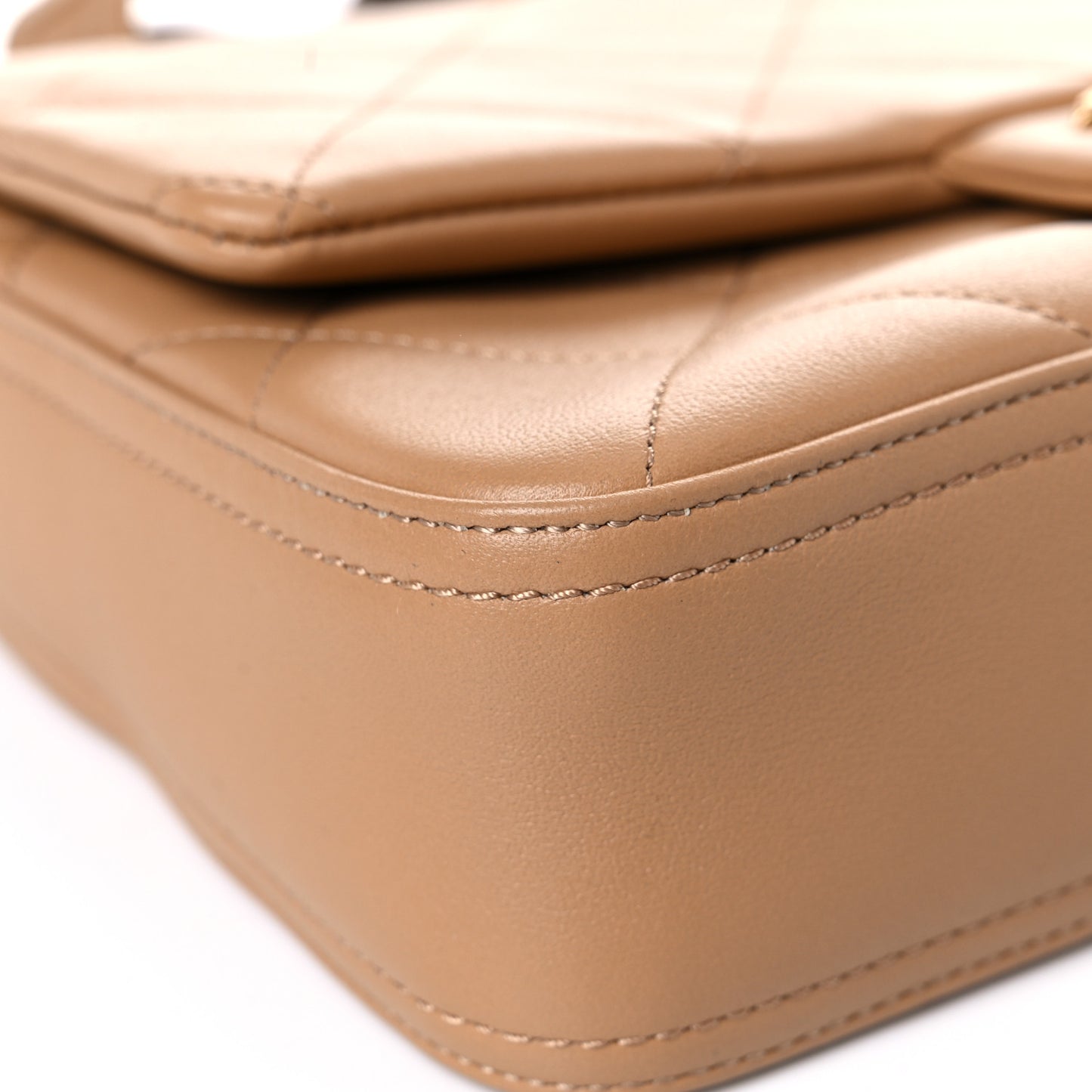 Calfskin Stitched Easy Mood Flap Beige