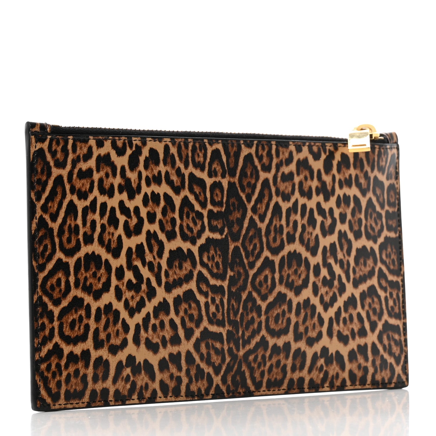 Saint Laurent Calfskin Baby Cat Print Zip Pouch Toffee 2 of 6